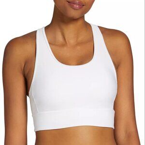 DSG Women's Active Wear Racerback Compression Cross Back Sports Bra White- L NWT